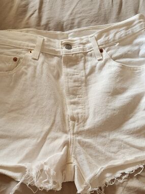 Levi's White High-Rise Denim Cutoff Shorts